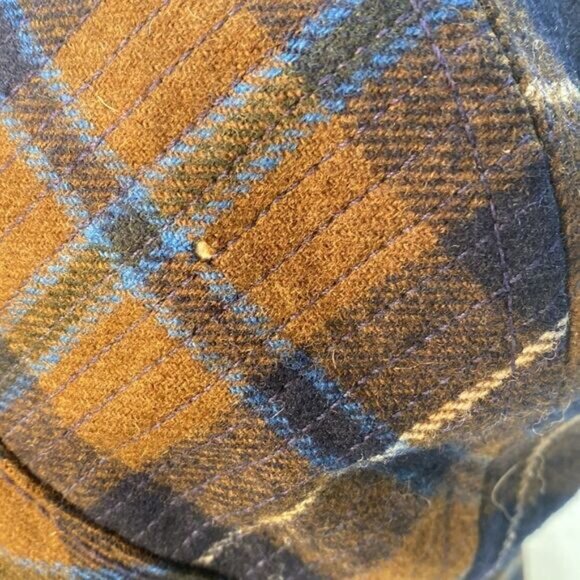 Vintage Pendleton Plaid Wool Bucket Hat 7 1/4 Blue & Brown Checkered Design - Picture 5 of 6